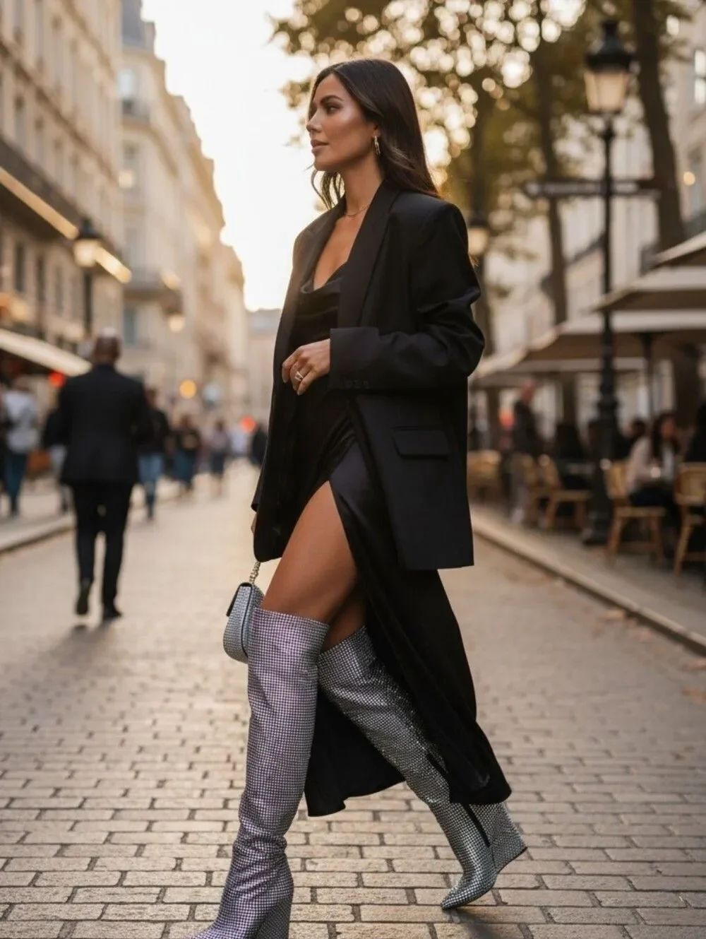 Rhinestone wedge boots
